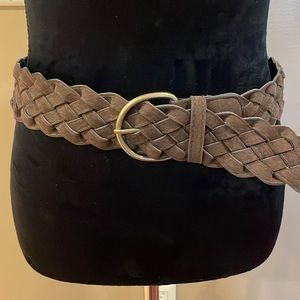 Ladies brown velvet like Braided belt